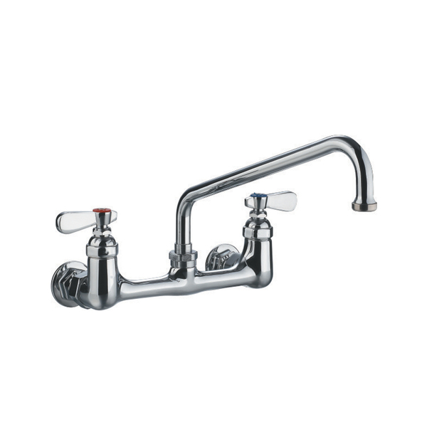 Whitehaus Heavy Duty Wall Mount Utility Faucet W/ An Extended Swivel Spout And L WHFS9814-08-C